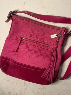Vintage Coach Signature C Hot Pink Hobo Shoulder Bag Purse Y2K # 9362